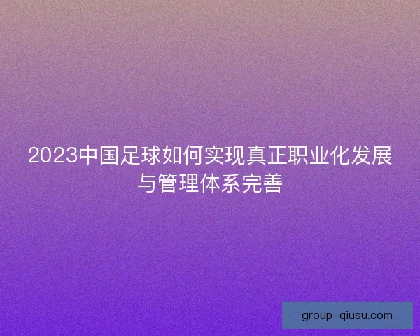 2023中国足球如何实现真正职业化发展与管理体系完善